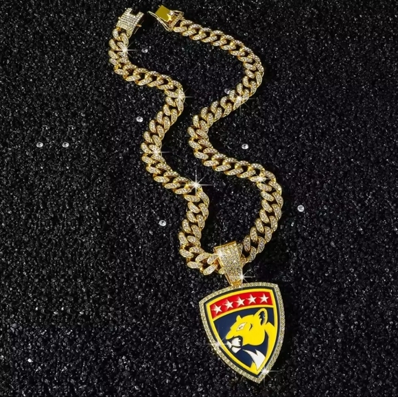 New Florida Panthers Iced Cuban Chain Necklace Choose Size 20\
